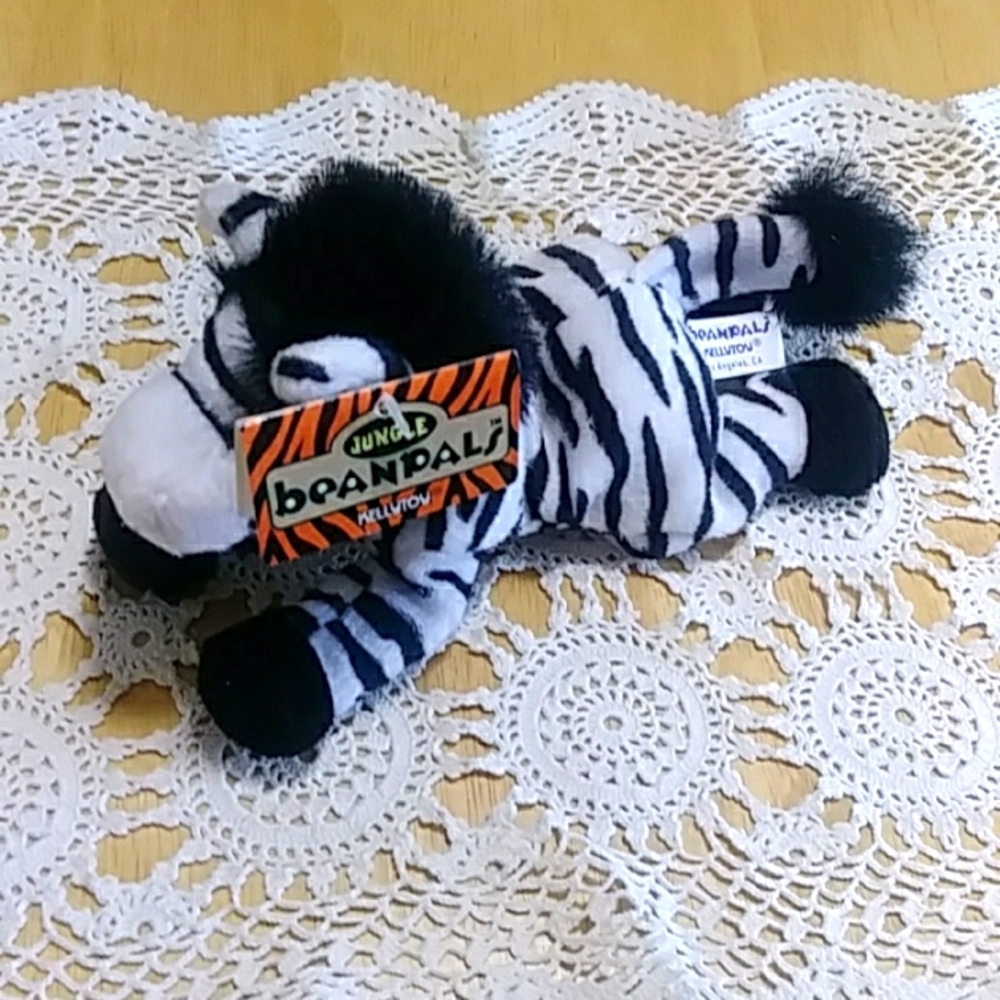 Jungle Beanpals Zip Zebra rare 7” 1996 Kellytoy. Plush Toy. Vintage.